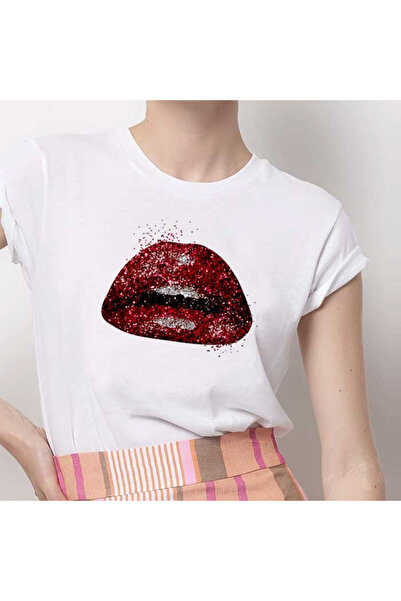 Kartier Tricou Dama Alb Glamour Lips