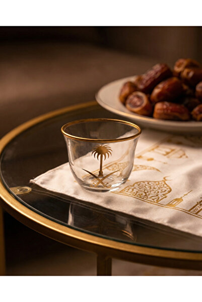 Zaytoon Set of 6 Arabic Coffee Cups – Saudi Arabia Iconic, Glass Cups with Go...