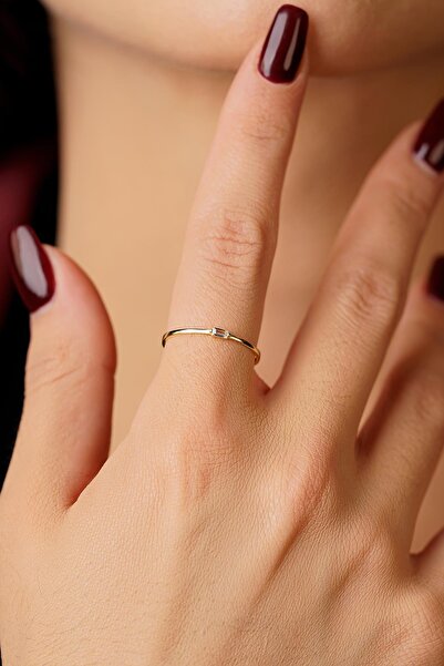 Fiyonk Kuyumculuk 14 Ayar Altın Mini Baget Yüzük - 2026 Yeni Sezon