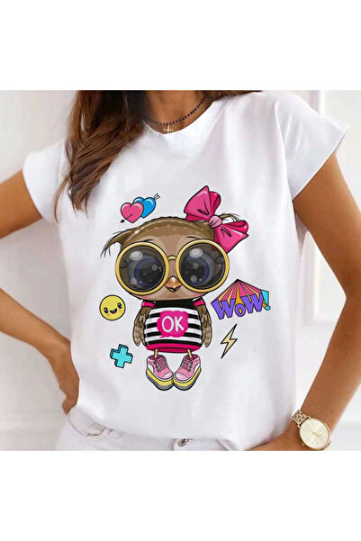 Kartier Tricou Dama Alb Wow Owl