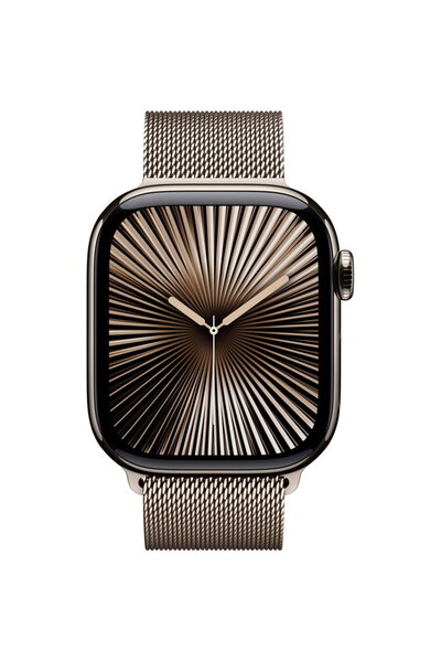 Apple Ceas 10 GPS + Cellular, carcasă din titan 42 mm, brățară milaneză aurie