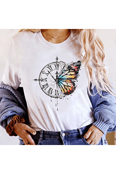 Kartier Tricou Dama Alb Butterfly Clock