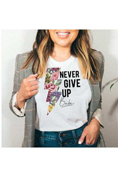 Kartier Tricou Dama Alb Never Give Up Babe