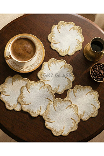 gkzglass home dekor 6 قطع من مناديل الكوكتيل المطرزة على قماش الكتان وفوط تقد...