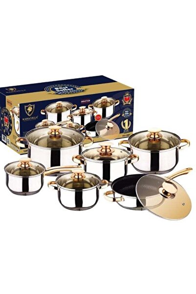 KAISA VILLA High Quality Stainless Steel Cookware Set with Glass Covers, Mult...