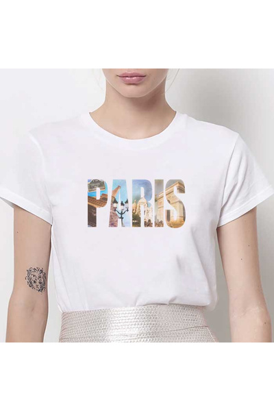 Kartier Tricou Dama Alb Paris Caps