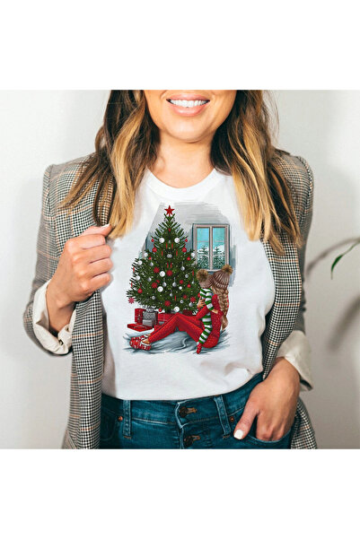 Kartier Дамска бяла семейна коледна тениска