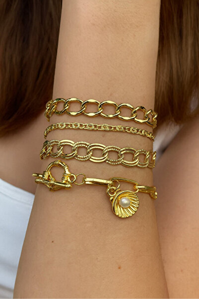 Girift Vintage طقم أساور زوك مكون من 4 قطع بتفاصيل صدفية