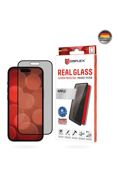 Displex Real Glass Privacy Full Cover for iPhone 16 Plus - Black