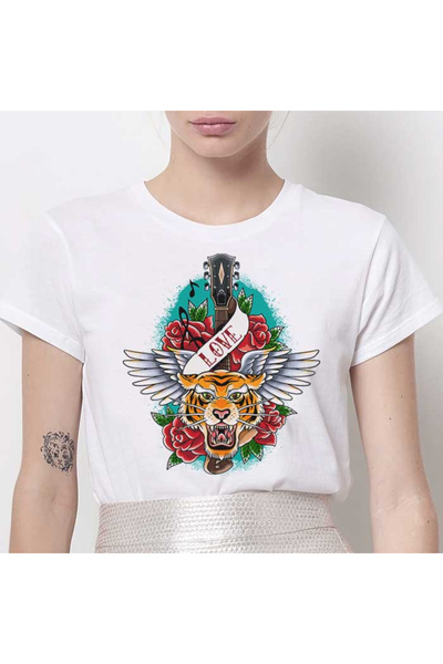 Kartier Tricou Dama Alb Tiger Love