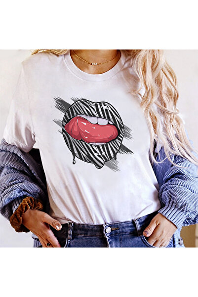 Kartier Tricou Dama Alb Zebra Lips