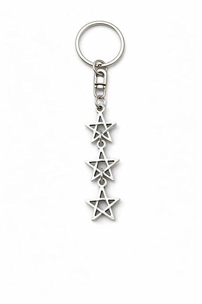 HER ŞEY NOTA www.herseynota.com Metal Keychain with Triple Star Figure – Long...