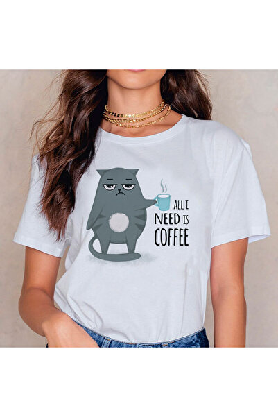Kartier Tricou Dama Alb All i need is coffee