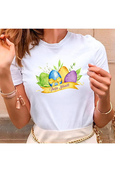 Kartier Tricou Dama Alb Paste Fericit