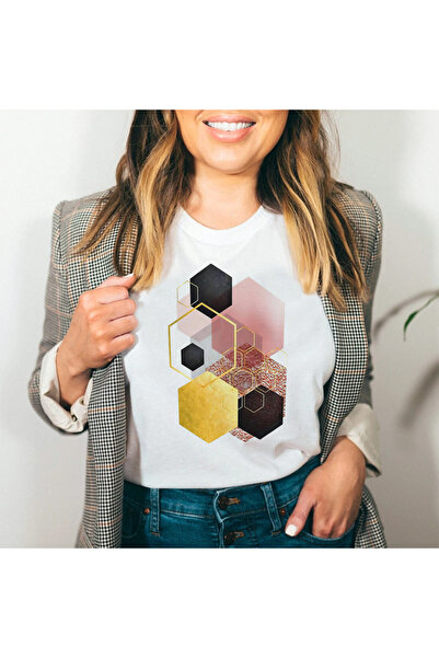 Kartier Tricou Dama Alb Metalic Shapes