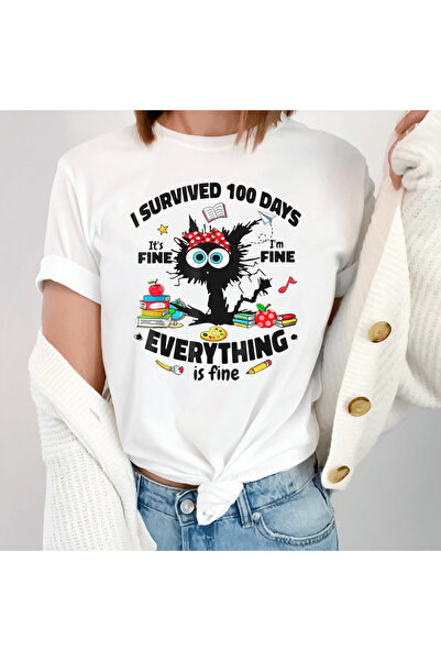 Kartier Tricou Dama Alb I survived i`m fine