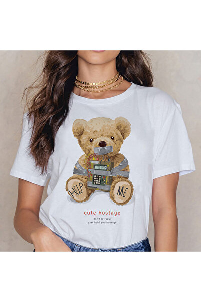 Kartier Women's White T-Shirt Cute Hostage