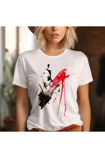 Kartier Tricou Dama Alb Lipstick Art