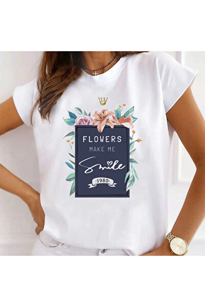 Kartier Tricou Dama Alb Flowers Make Me Smile