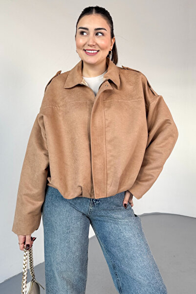 EEES APOLETLİ İÇ ASTARLI SÜET GÖRÜNÜM BOMBER CEKET