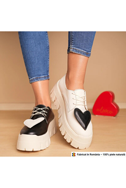 Polinski Shoes Pantofi Casual Dama din Piele Naturala Negru & Alb LOVE4 – Fab...