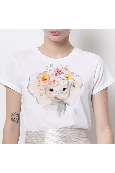 Kartier Tricou Dama Alb Paint Elephant