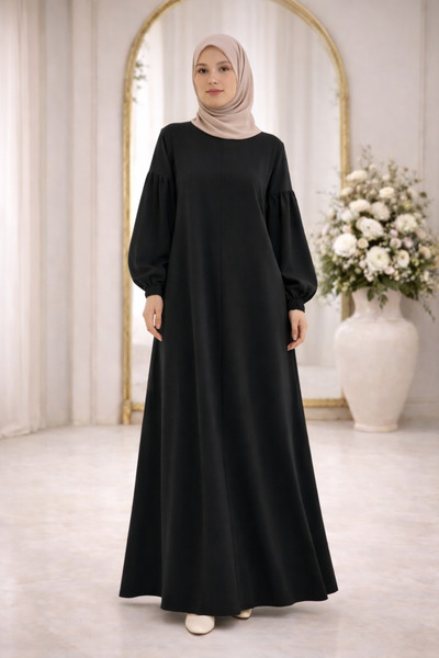 me like home Siyah Medine İpeği Ferace & Elbise