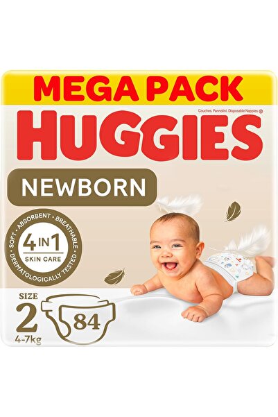 Huggies Extra Care Newborn Baby Diapers, Size 2 (4-7 kg), Mega Pack, 84 Diapers