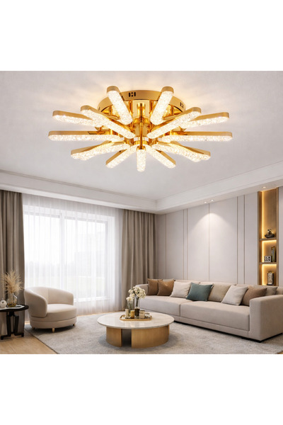 proled LED Chandelier 150W ACR-8089 Gold, Crystal Branch Design, Adjustable L...