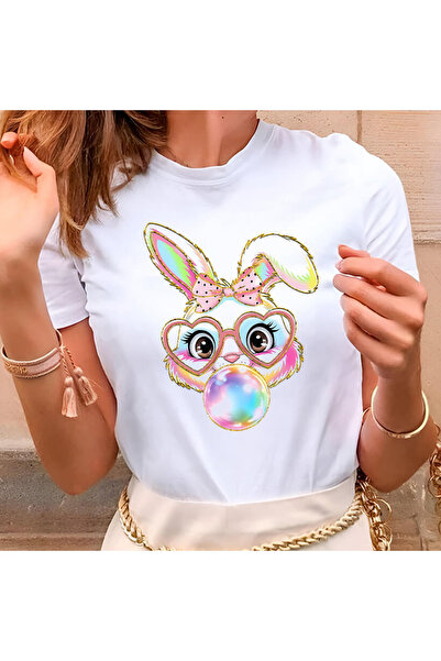 Kartier Tricou Dama Alb Bubblegum Bunny