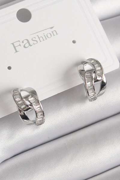 Skygo Brass Silver Color Zircon Stone Chain Model Women's Earrings - Tj-Bkp9793