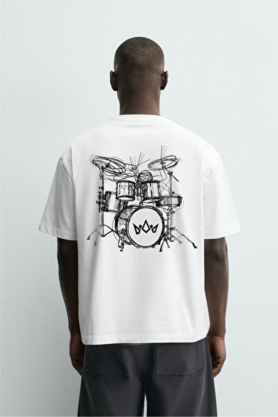 king brich Kingbrich Drum Printed Oversize Fit Men's T-Shirt