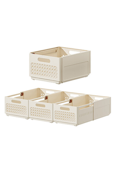 EqiEch Stackable Plastic Storage Baskets with Rattan,Wardrobe Organiser Boxes...