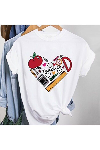 Kartier Women's White Teacher Symbol T-Shirt