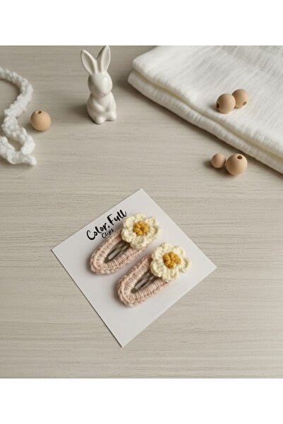 COLORFULLCLİPS Powder Hand Knitted Snap Buckle Double