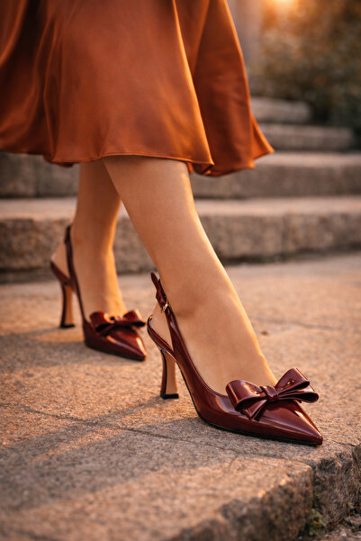 zaınexpress Women's Heeled Burgundy Shoes Elegant Stiletto 9cm