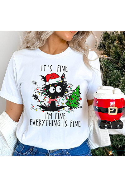 Kartier Tricou Dama Alb Fine Cat Christmas