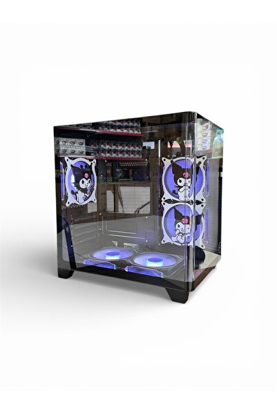 Symoon Kuromi Karakterli 5 ARGB Fanlı Kontrolcü Kumandalı Siyah Akvaryum Kasa