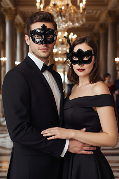 shop İkili Lüks Balo Maske Seti - Beyaz İncili Süet Kaplama Kadın Maskesi ve ...