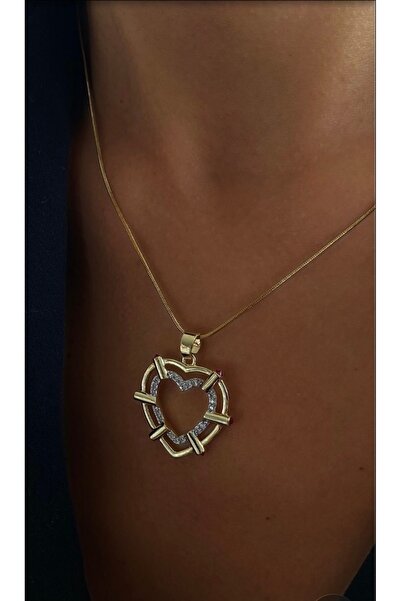 mibrillo قلادة قلب مفصلة بحجر الزركون الفوشيا المكافئ للعلامة التجارية