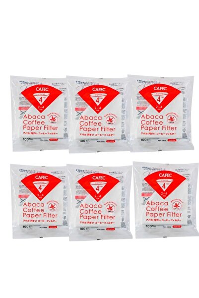 Cafec Coffee Paper Filter Set v60 02 Large Size, 100 Sheets per Pack, Set of 6