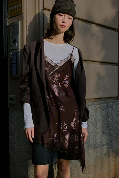 Bershka Dantelli tül mini elbise