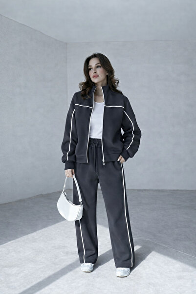 YAKAMEL Women's Thick Bibbed Zippered Bomber Style Soft High Waist Wide Leg T...