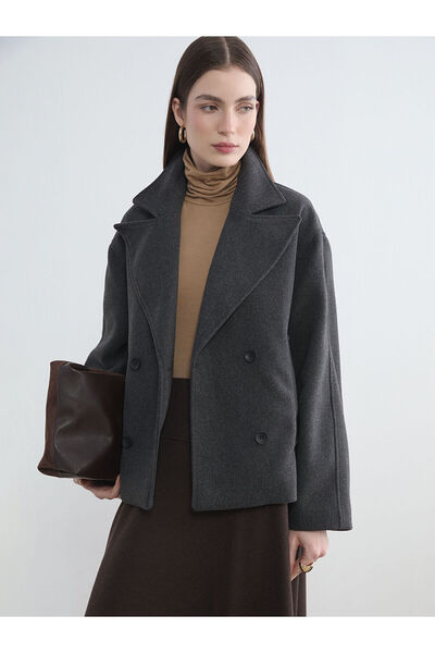 LC Waikiki Peak New Season Double-Breasted Collar Oversize Women's Cashmere Coat