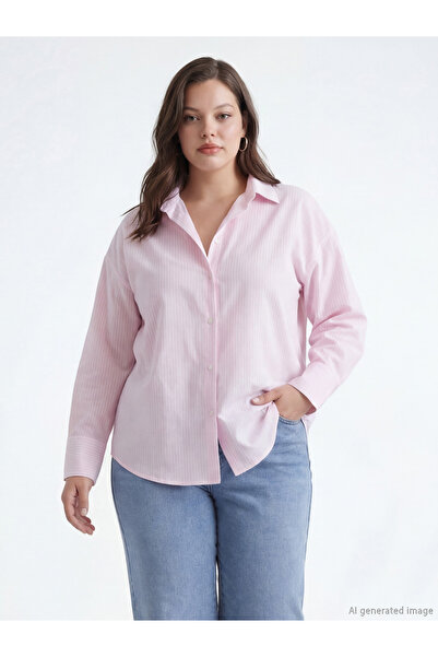 LC Waikiki Rmz Gi̇yi̇m Farkiyla Striped Loose Fit Oxford Women's Shirt