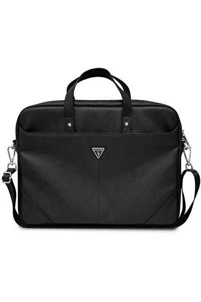 Guess Saffiano Triangle Logo bag for a 16'' laptop - black