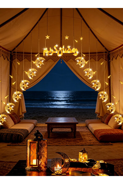 Pomefar Ramadan Lights, Moon Star Lights, 8 Modes Fairy Light Hanging for Hom...