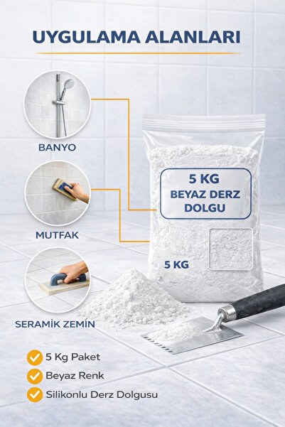 NVT YAPI İNŞAAT Beyaz Silikonlu Fayans Arası Derz Dolgu Lavabo Küvet Fayans D...