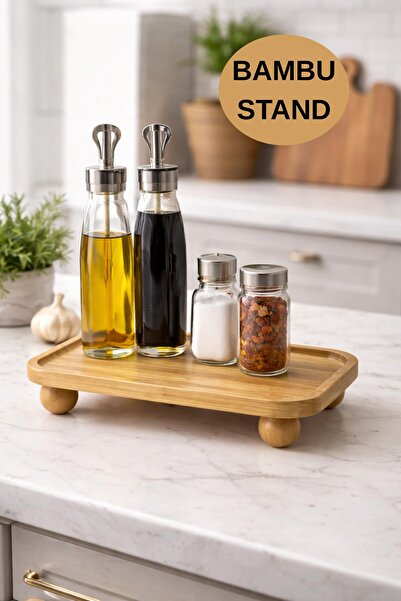 İLİVA Bamboo Presentation Stand – Oil and Spice Organizer, Multi-Purpose Bamb...