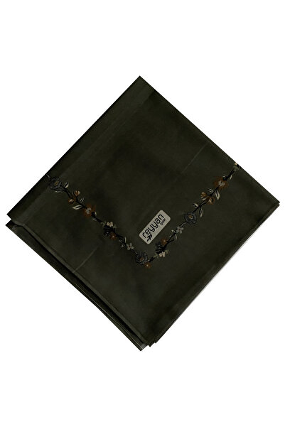 REYYAN İpek Gri Kenar Çiçekli Antrasit Yazma 100 cm